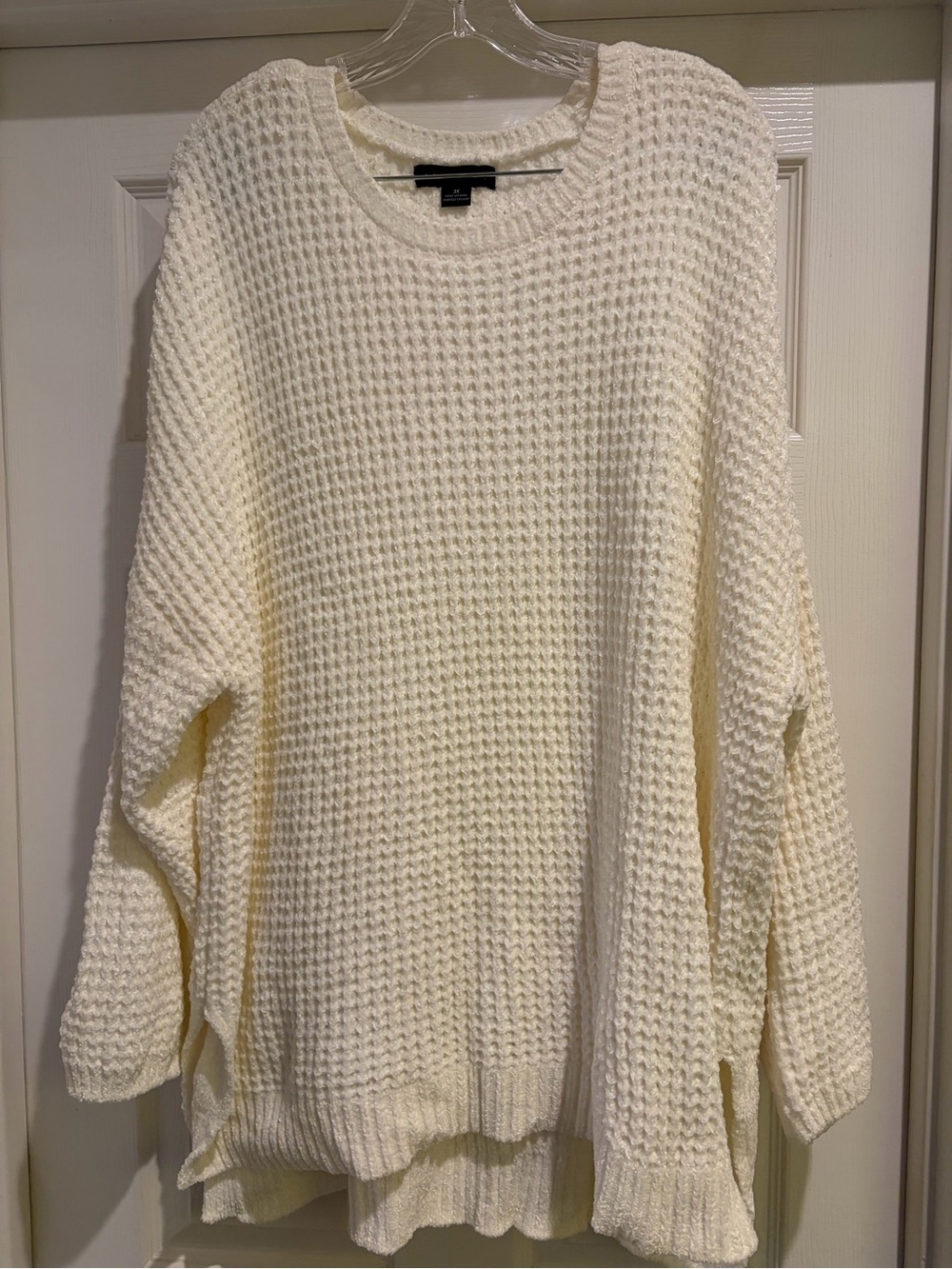 Sanctuary White Waffle Knit Crewneck Sweater Size 3X
